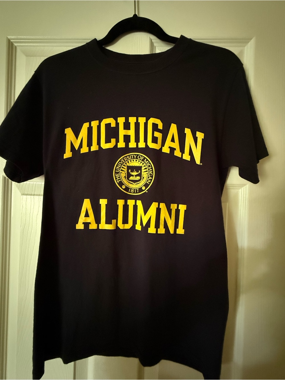 Champion Black T-Shirt with Yellow Michigan Alumni Print
